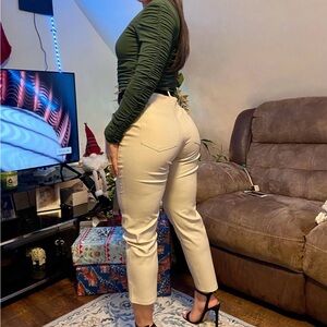 Zara leather beige pants